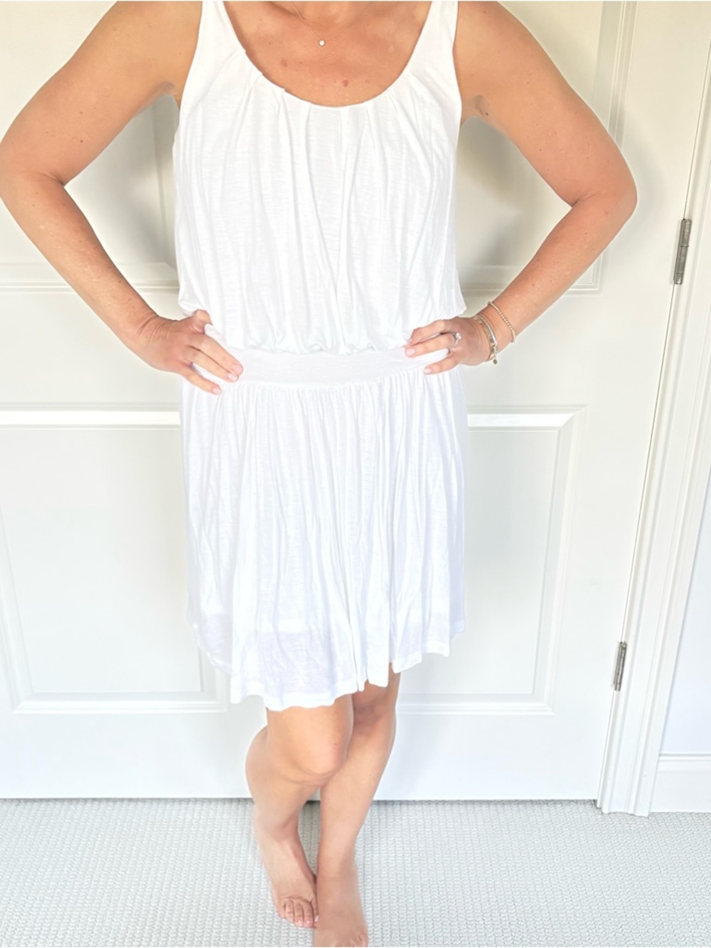 Deletta Anthropologie White Dress Size Small | Flowy Sleeveless Summer Dress